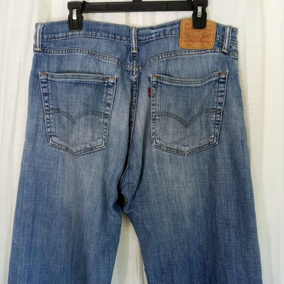Levi's 505 Jeans 36 x 34 RED TAB High Waist Blue Denim Soft Distressed Holes Zip - Picture 5 of 14